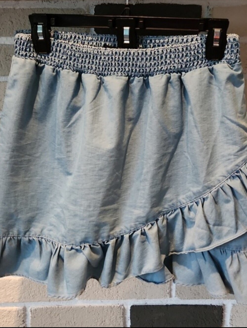 Y2K Chambray Denim Tiered Ruffled Mini Skirt Poetcore